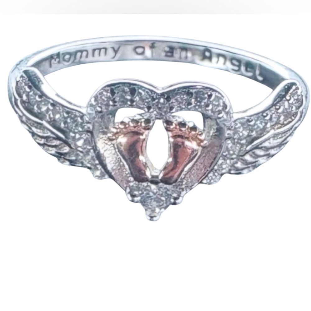 Heart and Footprint Silver Ring s925